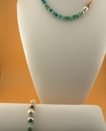 Palmwedel – Asymmetrisches Perlen-Set in Grün & Sand